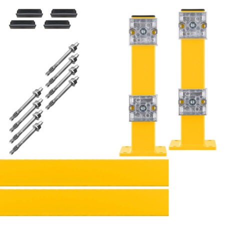 Rammschutz-Planken Komplett-Set, 1,5 Meter Länge, gelb, Stahl, C-Profil