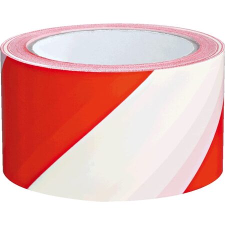 PVC-Warnmarkierungsband, rechts, rot/weiß, 6 cm, 66 m/Rolle