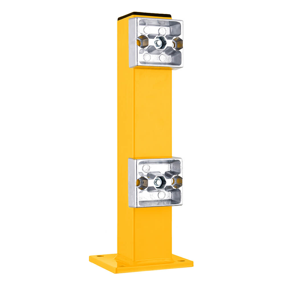 Standpfosten für Rammschutz-Planken, gelb, Stahl, 46,5 cm, zum Aufdübeln