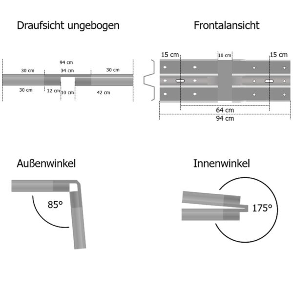 Eckwinkel zum Selberbiegen, Knickplanke, B-Profil, für Stahlschutzplanken