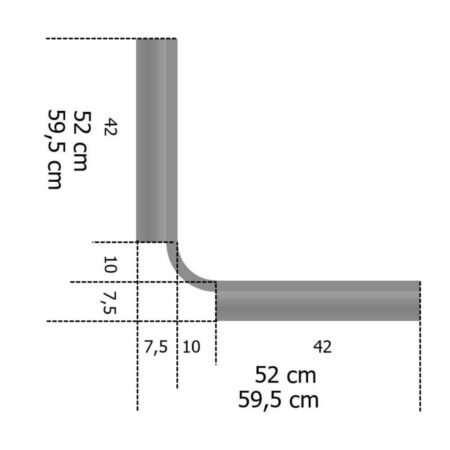 Innenwinkel 90 Grad, für Stahlschutzplanken mit B-Profil, 52 cm Schenkellänge