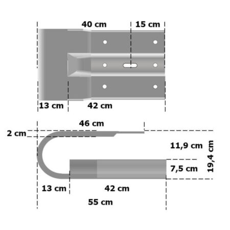 Schutzplanken Komplett-Set 2,13 Meter Länge, zum Einrammen, Stahl, Profil B