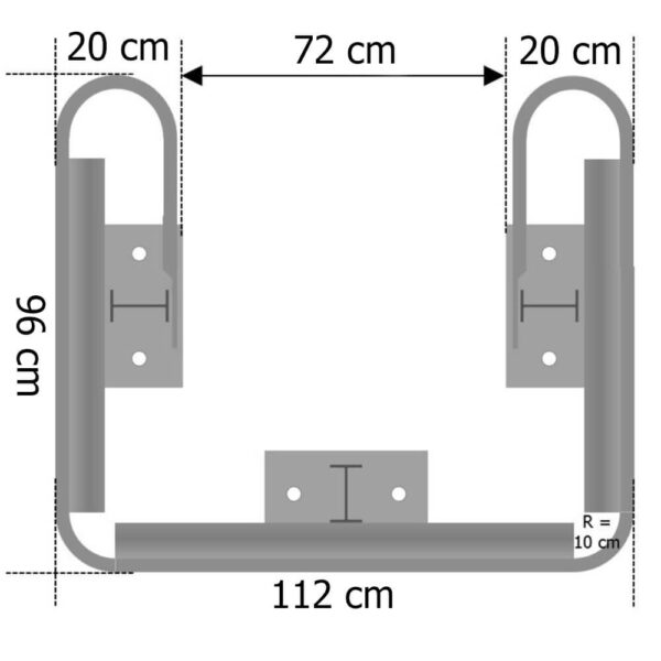 Säulenschutz-Komplett-Set, 3-seitig, feuerverzinkter Stahl, für Säulen bis 70 cm