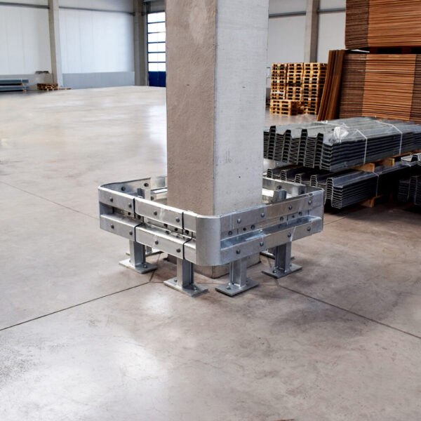 Säulenschutz-Komplett-Set, feuerverzinkter Stahl, für Säulen bis 76 x 76 cm