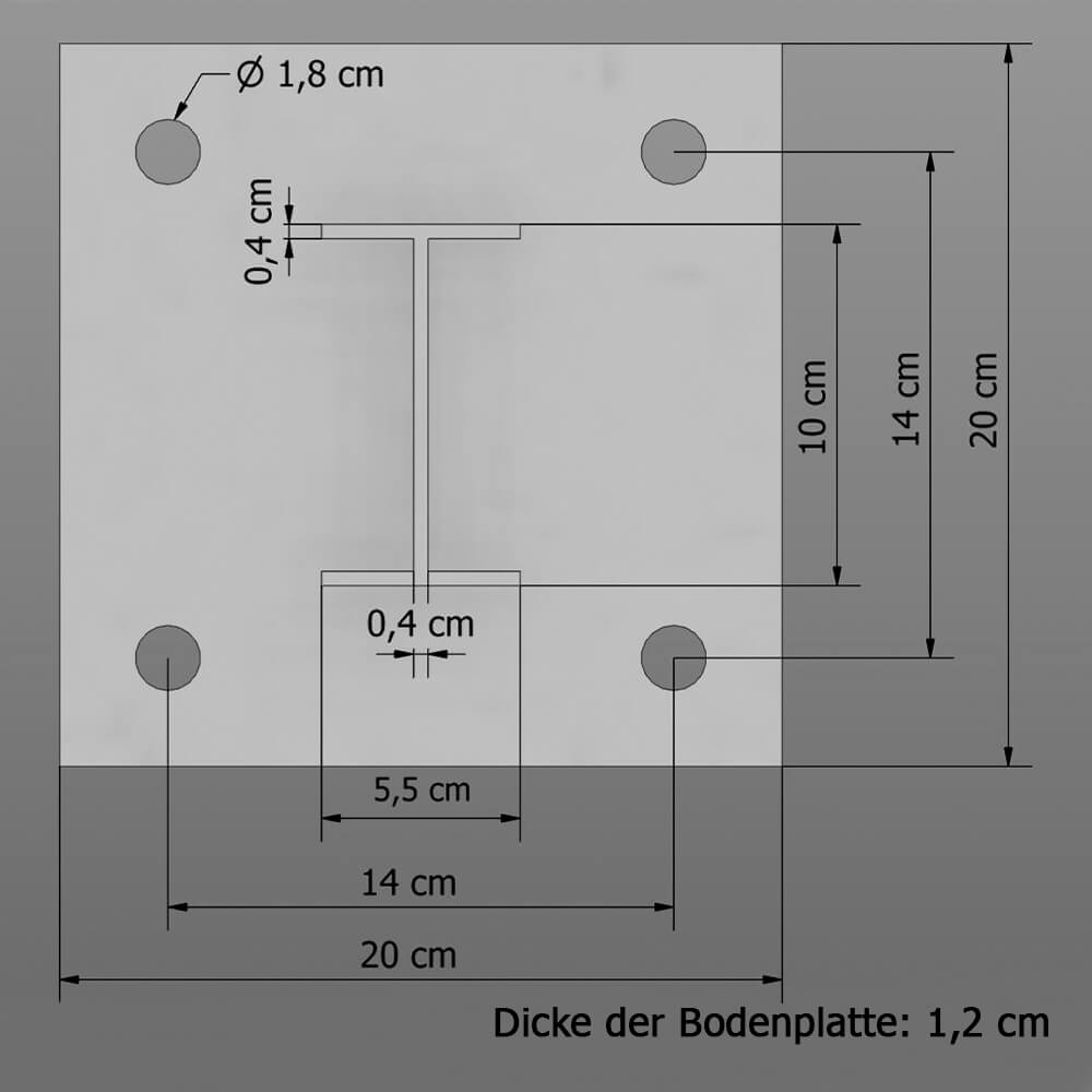 3-seitiges Säulenschutz-Komplett-Set M25-1SP, außen 74x77 cm, innen 28x54 cm, Stahl, B-Profil