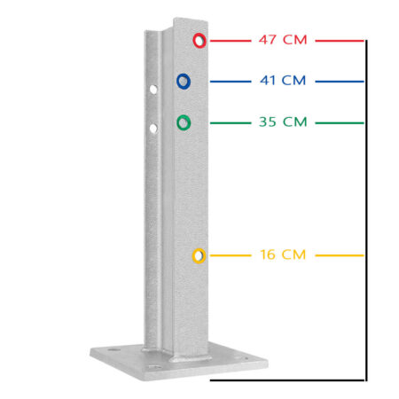 4-seitiges Säulenschutz-Komplett-Set M50-1SP, außen 74 cm, innen 28 cm, Stahl, B-Profil