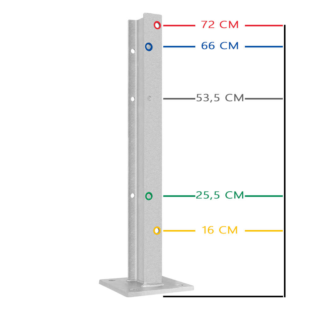 4-seitiges Säulenschutz-Komplett-Set M100-2SP, außen 74 cm, innen 28 cm, Stahl, B-Profil