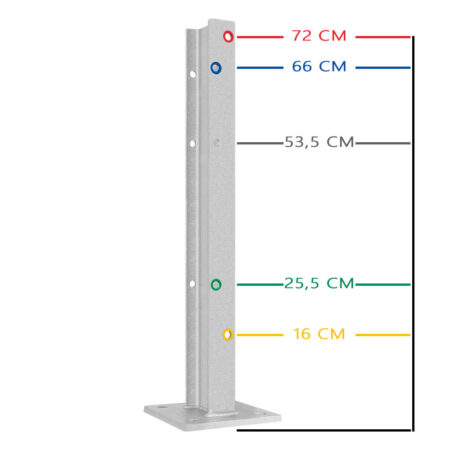 4-seitiges Säulenschutz-Komplett-Set M75-2SP, außen 74 cm, innen 28 cm, Stahl, B-Profil