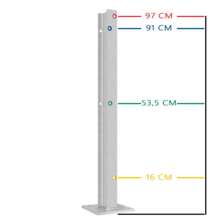 4-seitiges Säulenschutz-Komplett-Set M100-3SP, außen 74 cm, innen 28 cm, Stahl, B-Profil
