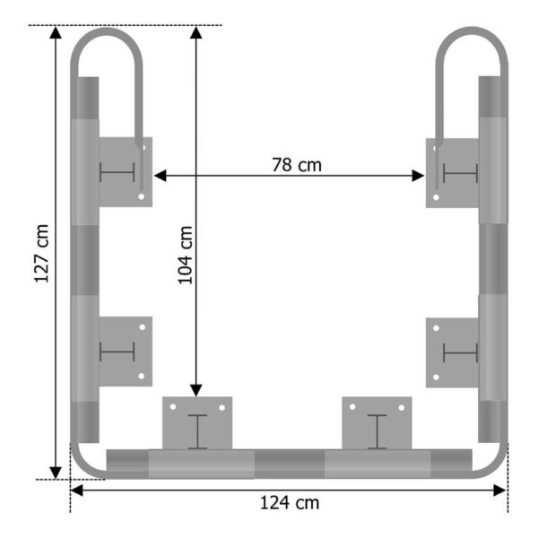3-seitiges Säulenschutz-Komplett-Set M50-1SP, außen 124x127cm, innen 78x104cm, Stahl, B-Profil