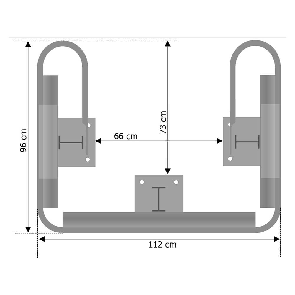 3-seitiges Säulenschutz-Komplett-Set M50-2SP, außen 112x96 cm, innen 66x73 cm, Stahl, B-Profil