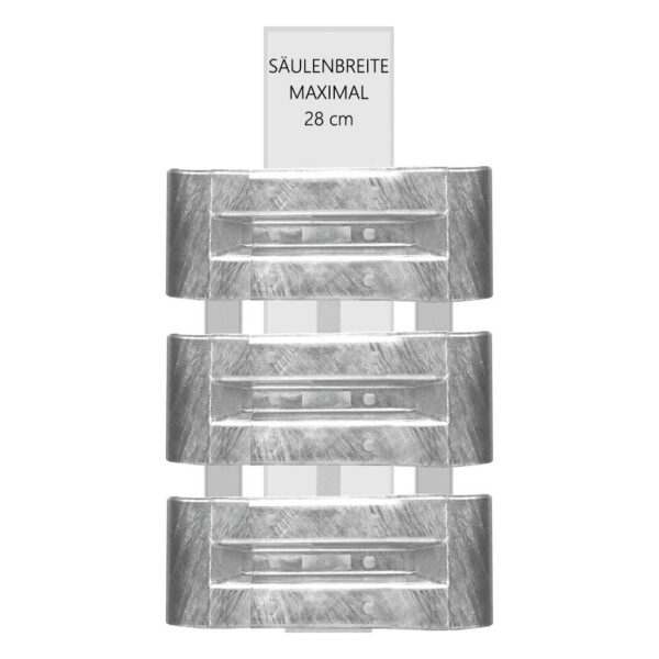3-seitiges Säulenschutz-Komplett-Set M100-3SP, außen 74x77 cm, innen 28x54 cm, Stahl, B-Profil