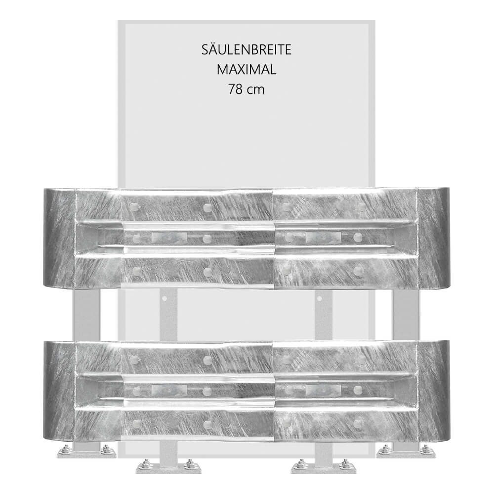 3-seitiges Säulenschutz-Komplett-Set M75-2SP, außen 124x127cm, innen 78x104cm, Stahl, B-Profil