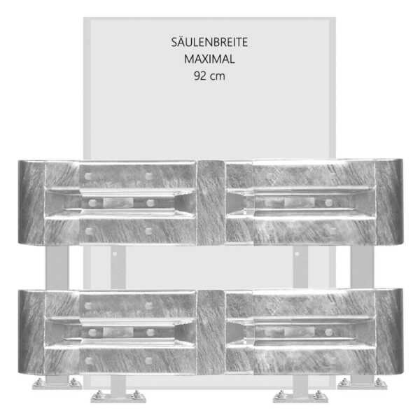 3-seitiges Säulenschutz-Komplett-Set M75-2SP, außen 138x141cm, innen 92x118cm, Stahl, B-Profil