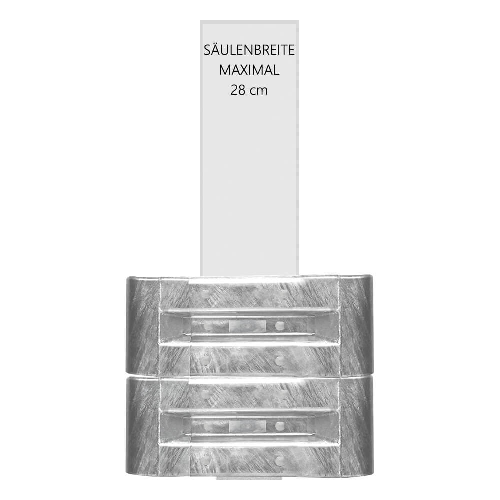 3-seitiges Säulenschutz-Komplett-Set M50-2SP, außen 74x77 cm, innen 28x54 cm, Stahl, B-Profil