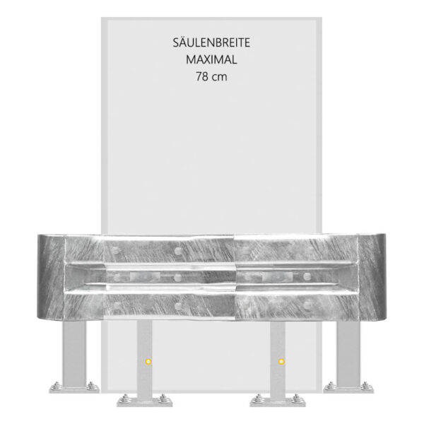 3-seitiges Säulenschutz-Komplett-Set M50-1SP, außen 124x127cm, innen 78x104cm, Stahl, B-Profil