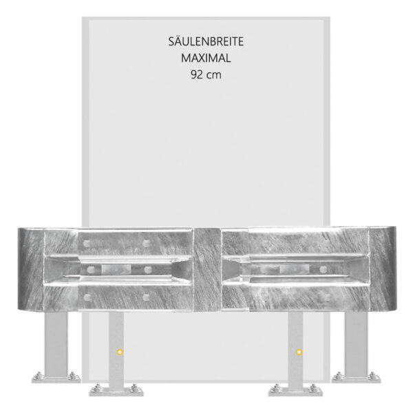 3-seitiges Säulenschutz-Komplett-Set M50-1SP, außen 138x141cm, innen 92x118cm, Stahl, B-Profil