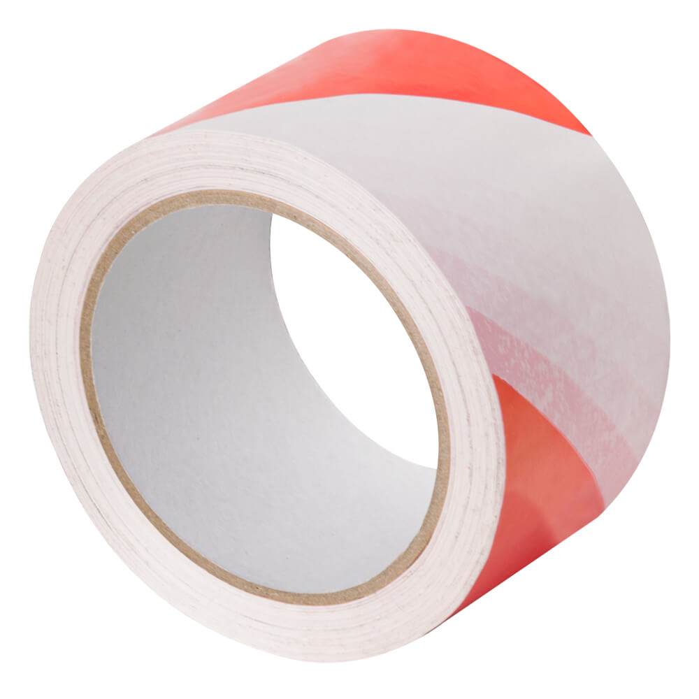 PVC-Warnmarkierungsband, rechts, rot/weiß, 6 cm, 66 m/Rolle