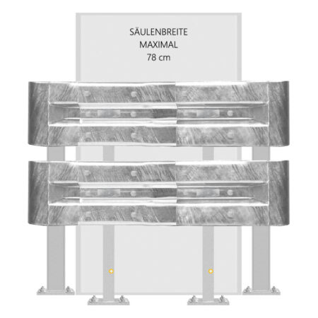 4-seitiges Säulenschutz-Komplett-Set M100-2SP, außen 124 cm, innen 78 cm, Stahl, B-Profil