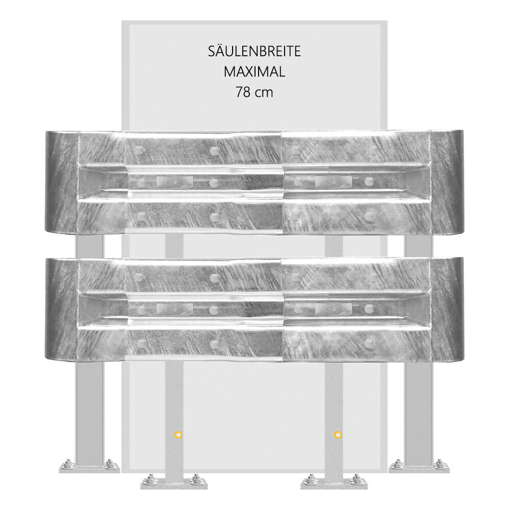 4-seitiges Säulenschutz-Komplett-Set M100-2SP, außen 124 cm, innen 78 cm, Stahl, B-Profil