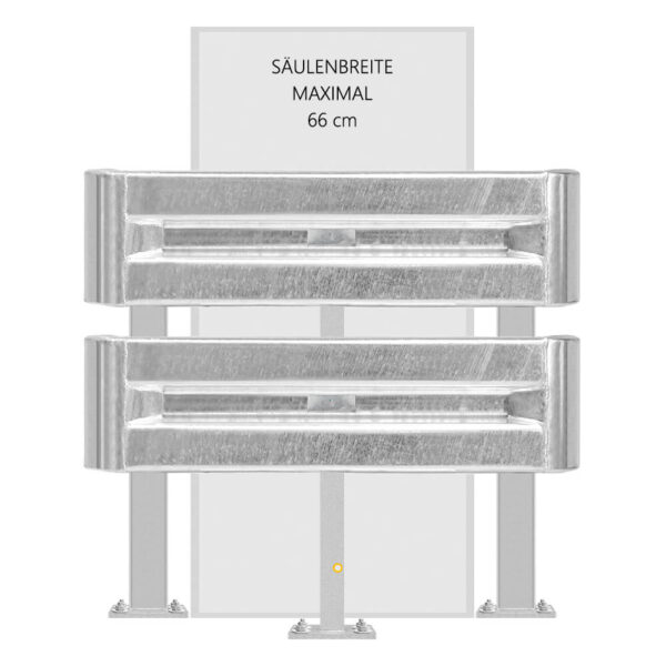 4-seitiges Säulenschutz-Komplett-Set M100-2SP, außen 112 cm, innen 66 cm, Stahl, B-Profil