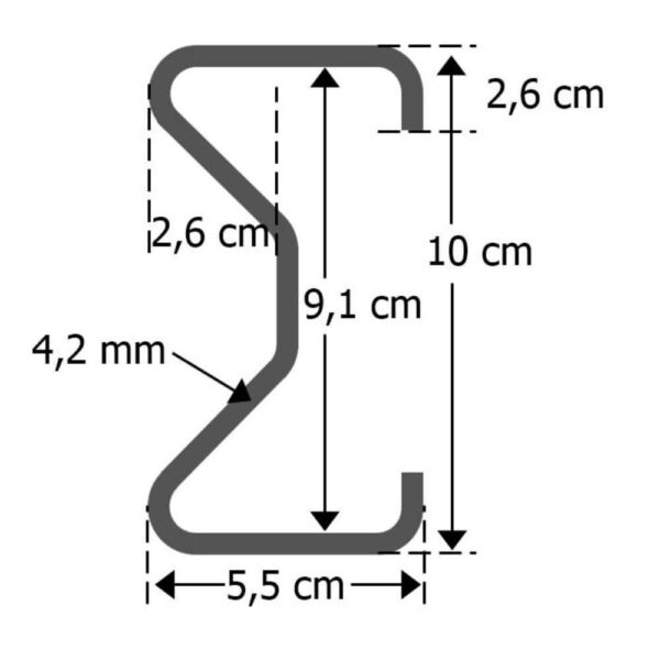 Leitplanken Verlängerungs-Bausatz 2 Meter Länge, zum Rammen, Stahl, Profil B