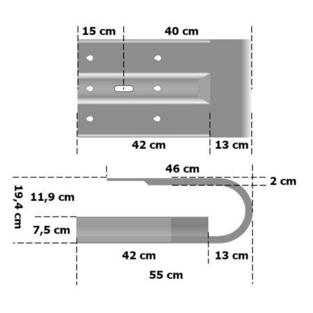 Leitplanken Komplett-Bausatz, 2-holmig, 4,80 m, zum Rammen, Stahl, Profil B