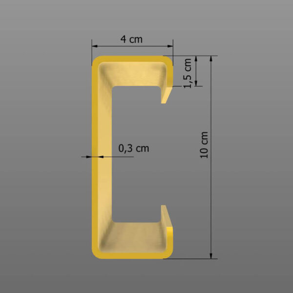Rammschutz-Planke, 2 Meter Länge, gelb, Stahl, kunststoffbeschichtet, C-Profil