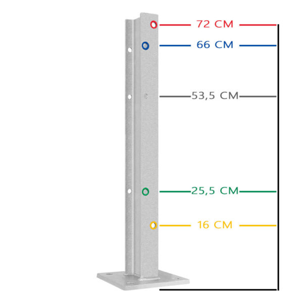 4-seitiger Säulenschutz-Komplett-Bausatz M75-2SP, außen 124 cm, innen 78 cm, Stahl, Profil B