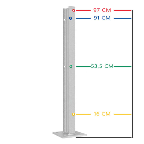 4-seitiger Säulenschutz-Komplett-Bausatz M100-3SP, außen 124 cm, innen 78 cm, Stahl, Profil B