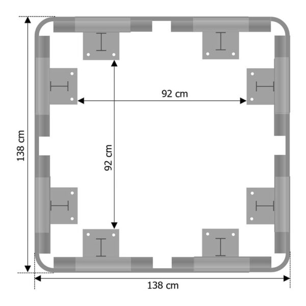 4-seitiger Säulenschutz-Komplett-Bausatz M100-3SP, außen 138 cm, innen 92 cm, Stahl, Profil B