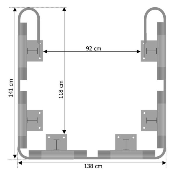 3-seitiger Säulenschutz-Komplett-Bausatz M100-3SP, außen 138x141cm, innen 92x118cm, Stahl, Profil B