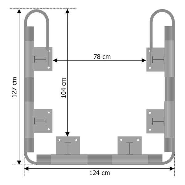 3-seitiger Säulenschutz-Komplett-Bausatz M100-3SP, außen 124x127cm, innen 78x104cm, Stahl, Profil B