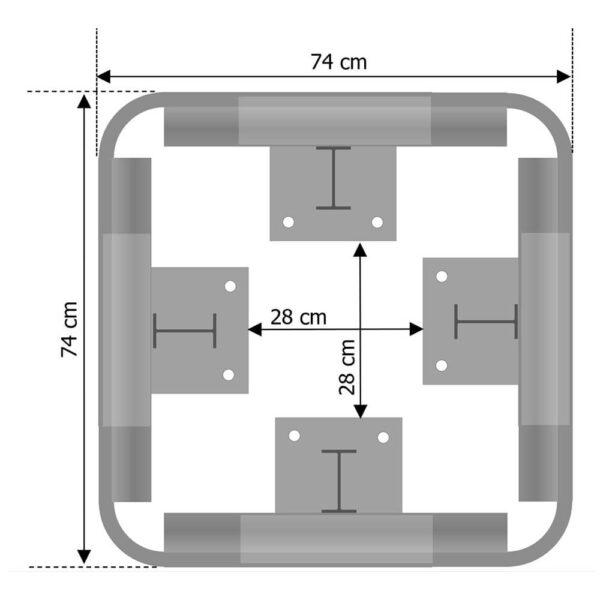4-seitiger Säulenschutz-Komplett-Bausatz M75-2SP, außen 74 cm, innen 28 cm, Stahl, Profil B