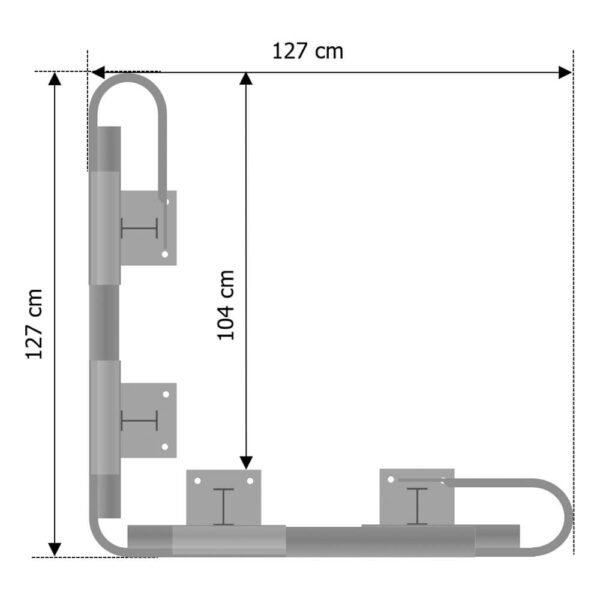 Außenwinkel-Komplett-Bausatz M75-2SP, 127 cm Seitenlänge, Aufschrauben, Stahl, Profil B