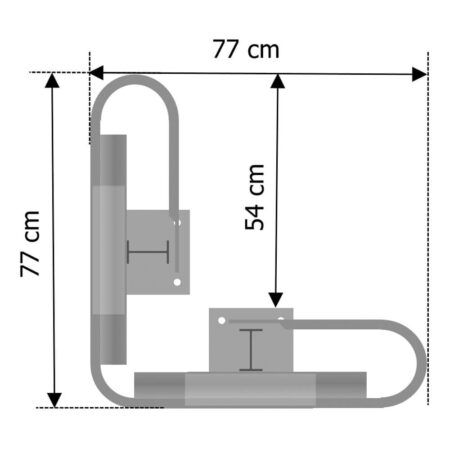 Außenwinkel-Komplett-Bausatz M100-1SP, 77 cm Seitenlänge, Aufschrauben, Stahl, Profil B