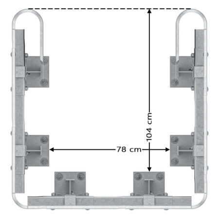 3-seitiger Säulenschutz-Komplett-Bausatz M50-1SP, außen 124x127cm, innen 75x101cm, Stahl, Profil B