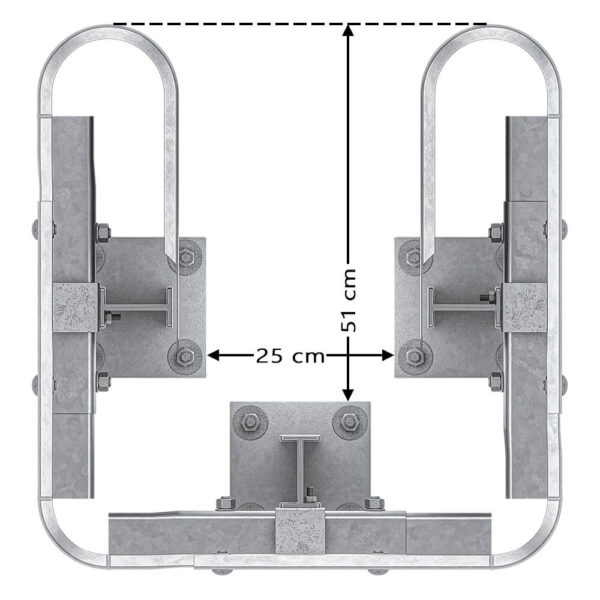 3-seitiger Säulenschutz-Komplett-Bausatz M75-2SP, außen 74x77 cm, innen 25x51 cm, Stahl, Profil B