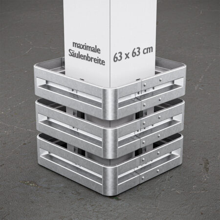 4-seitiger Säulenschutz-Komplett-Bausatz M100-3SP, außen 112 cm, innen 63 cm, Stahl, Profil B
