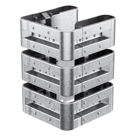 3-seitiger Säulenschutz-Komplett-Bausatz M100-3SP, außen 74x77 cm, innen 25x51 cm, Stahl, Profil B