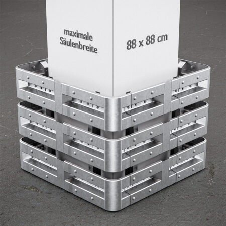 4-seitiger Säulenschutz-Komplett-Bausatz M100-3SP, außen 138 cm, innen 88 cm, Stahl, Profil B