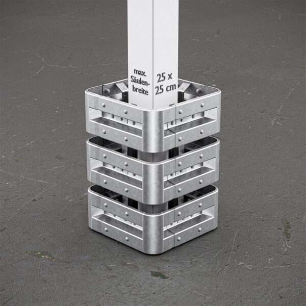 4-seitiger Säulenschutz-Komplett-Bausatz M100-3SP, außen 74 cm, innen 25 cm, Stahl, Profil B