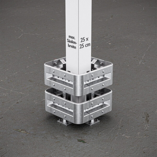 4-seitiger Säulenschutz-Komplett-Bausatz M75-2SP, außen 74 cm, innen 25 cm, Stahl, Profil B