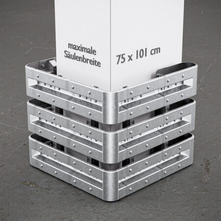 3-seitiger Säulenschutz-Komplett-Bausatz M100-3SP, außen 124x127cm, innen 75x101cm, Stahl, Profil B