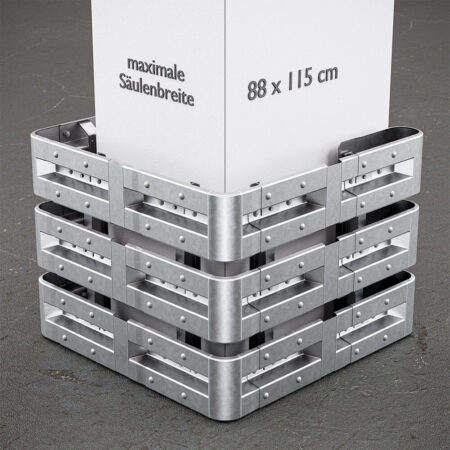 3-seitiger Säulenschutz-Komplett-Bausatz M100-3SP, außen 138x141cm, innen 88x115cm, Stahl, Profil B