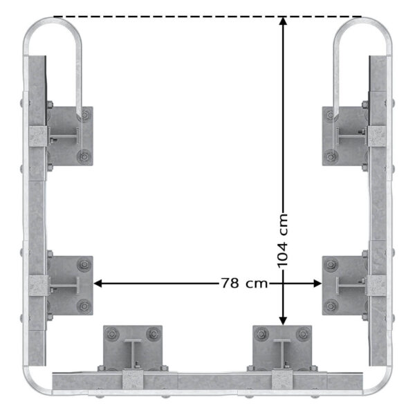3-seitiger Säulenschutz-Komplett-Bausatz M50-2SP, außen 124x127cm, innen 75x101cm, Stahl, Profil B