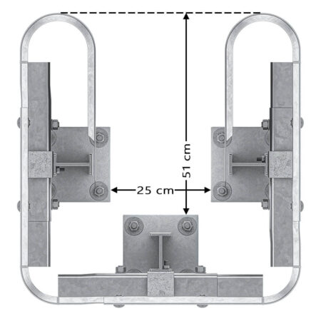 3-seitiger Säulenschutz-Komplett-Bausatz M50-2SP, außen 74x77 cm, innen 25x51 cm, Stahl, Profil B