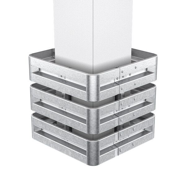 4-seitiger Säulenschutz-Komplett-Bausatz M100-3SP, außen 112 cm, innen 63 cm, Stahl, Profil B