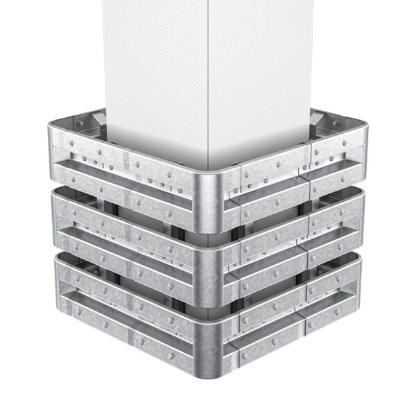 4-seitiger Säulenschutz-Komplett-Bausatz M100-3SP, außen 124 cm, innen 75 cm, Stahl, Profil B