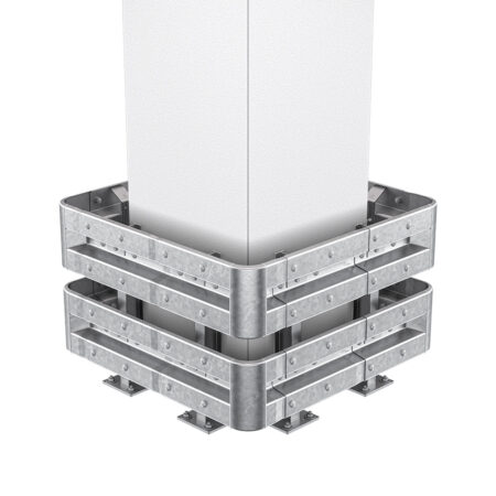 4-seitiger Säulenschutz-Komplett-Bausatz M75-2SP, außen 124 cm, innen 75 cm, Stahl, Profil B